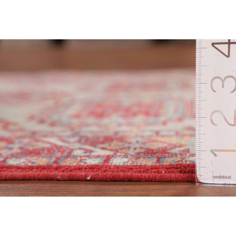 Geometric Multi-Color Kazak Foyer Rug Hand-Knotted Wool Carpet - 3'3" x 5'1"