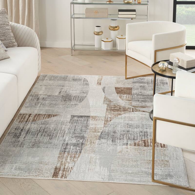 Inspire Me! Home Décor Iliana Indoor only Grey Abstract Area Rug