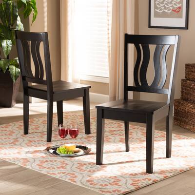 Modern Dark Brown Dining Chair Set - 2 Piece Wood Chairs, Transitional Design, Comfortable Seating - 37.4
