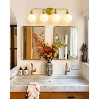 Irvine Gold Modern Frosted Glass 4-Light Vanity Light