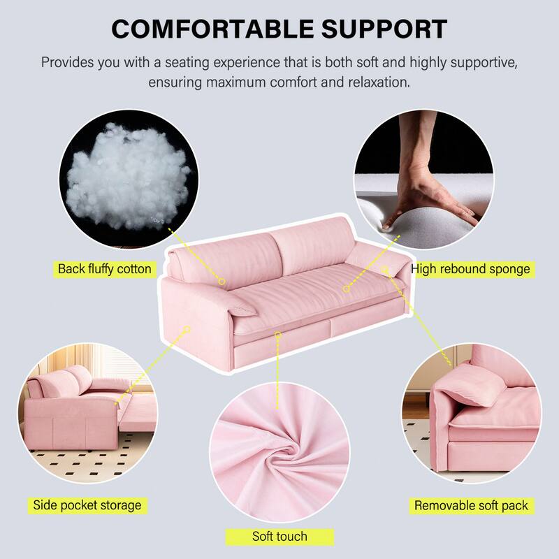 3-in-1 Convertible Sleeper with Side Storage,Multi-Functional Loveseat for Various Spaces