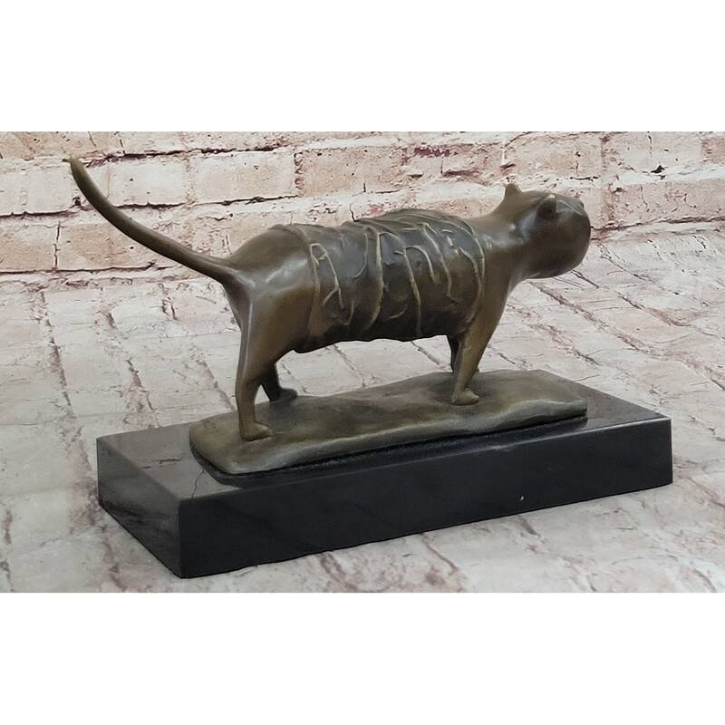 Fernando Botero Skinny Imitative Cat Bronze Abstract Modern Art Sculpture Statue Decor 7 Inches X 11 Inches