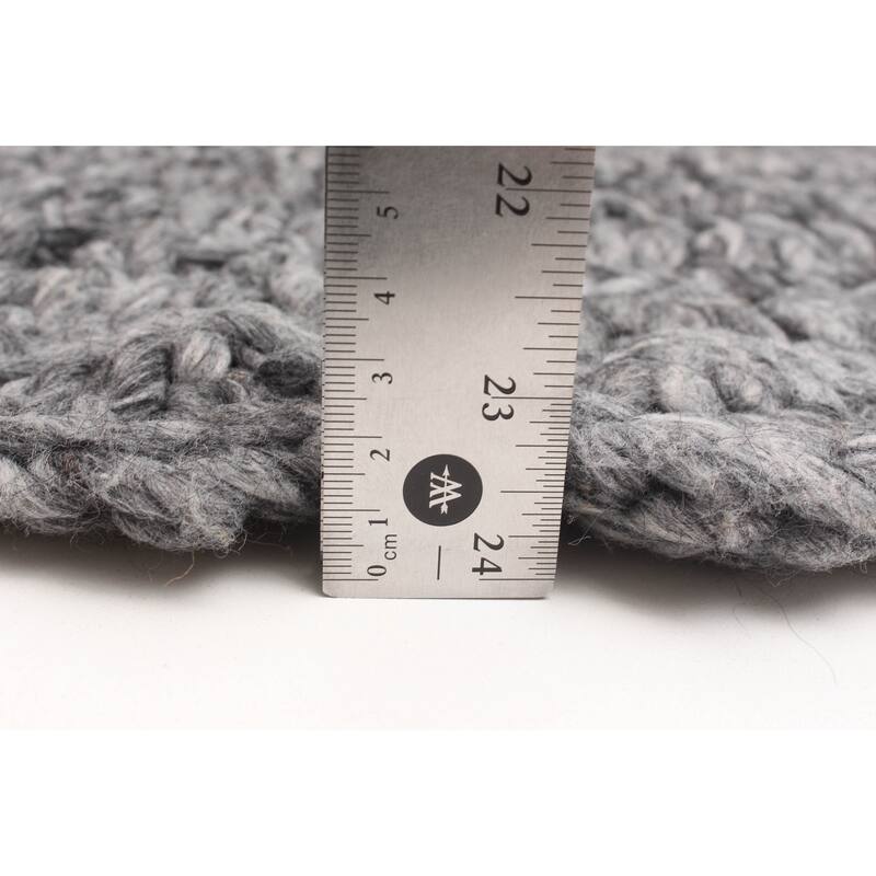 ECARPETGALLERY Braid weave Sienna Dark Grey Wool Rug - 3'2 x 3'2