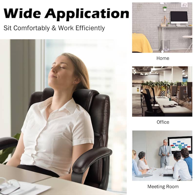 Costway Executive Leather Office Chair Adjustable Computer Desk Chair - See Details
