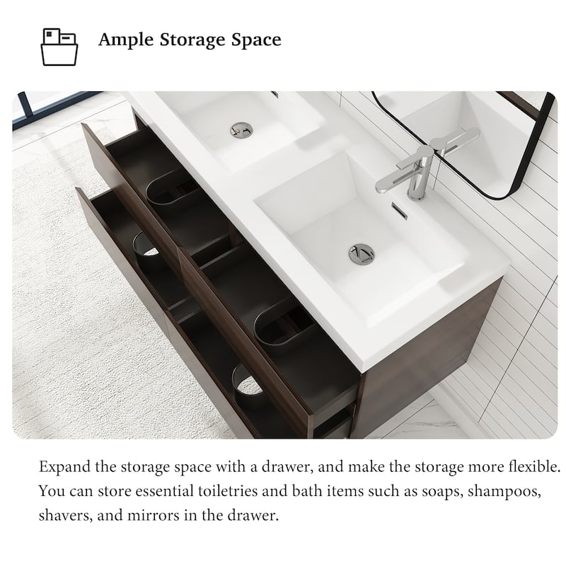 Floating Bathroom Vanity with two Resin Top