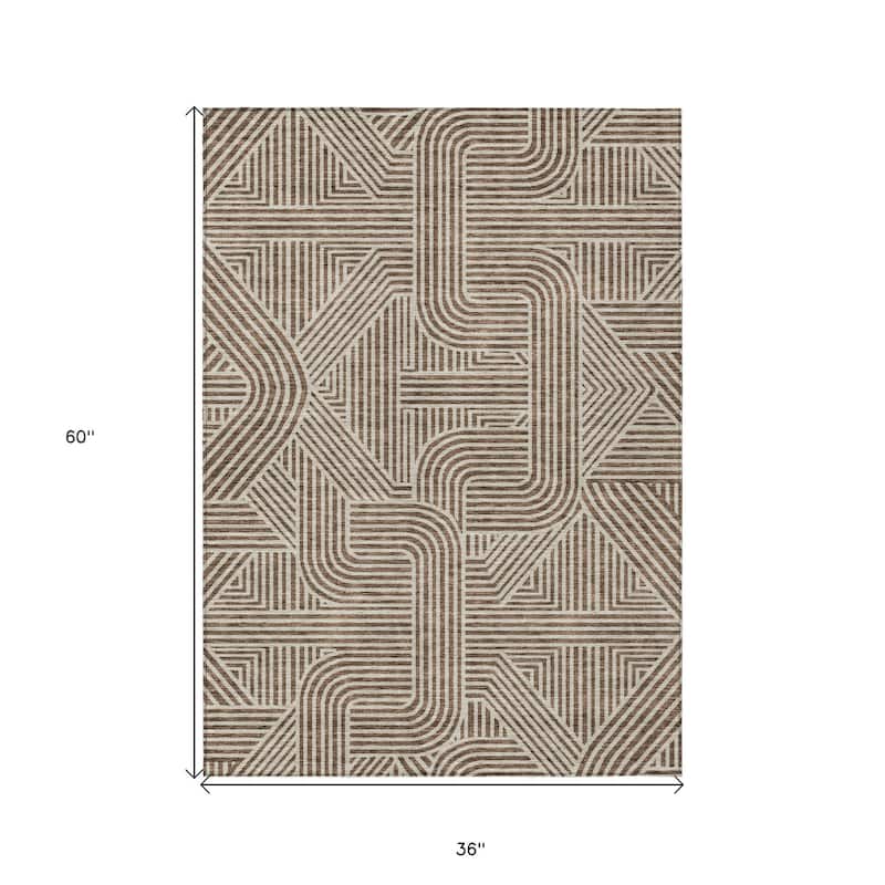HomeRoots Abstract Transitional Rectangle Outdoor Rug
