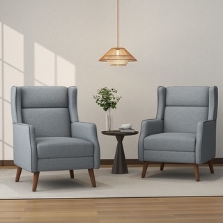 Cotton Linen Accent Chair with Wood Legs - Bed Bath & Beyond - 37823087