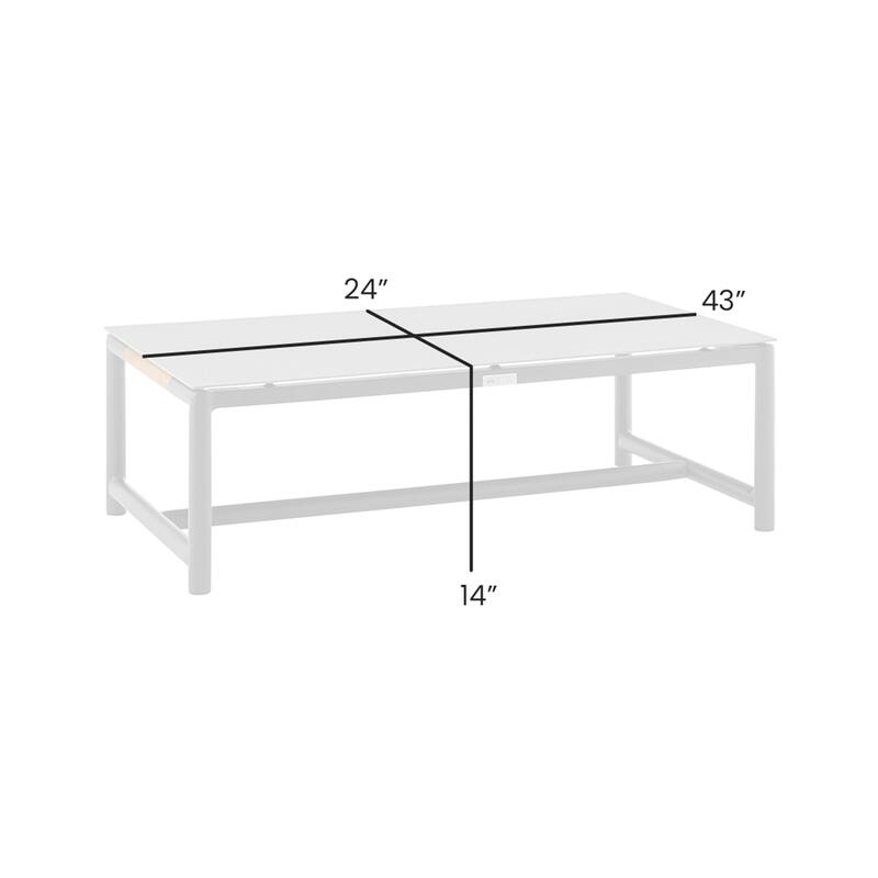 Crown Aluminum and Teak Wood 43" Outdoor Coffee Table in Black