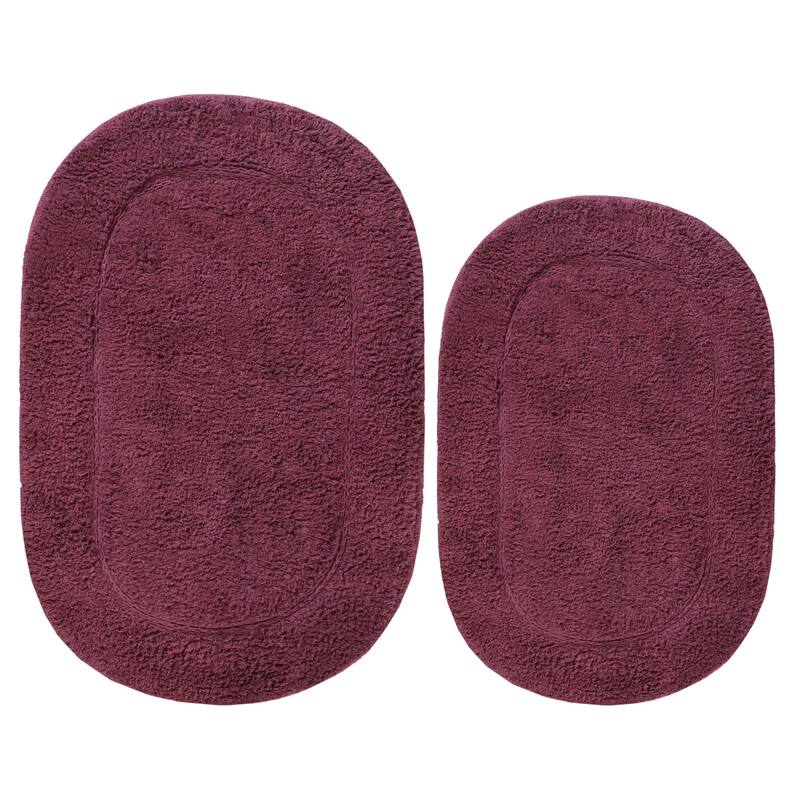 Superior Cotton Non-slip Oval Bath Rug - (Set of 2)
