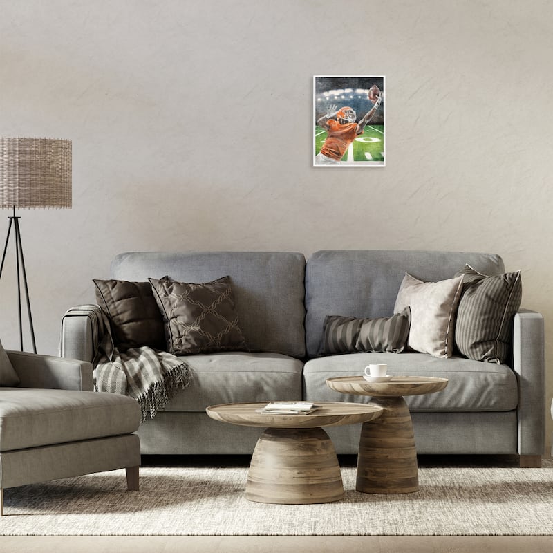 Stupell Athlete Catching Football Framed Giclee Art Design By Kim Allen