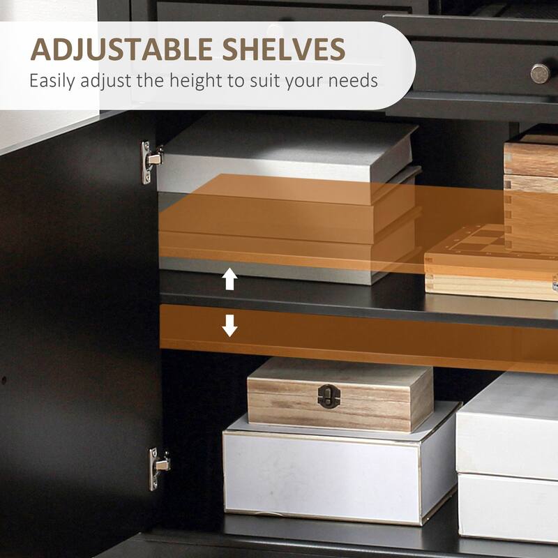 HOMCOM Sideboard Buffet Cabinet, Kitchen Cabinet, Coffee Bar Cabinet with 2 Drawers and Double Door Cupboard
