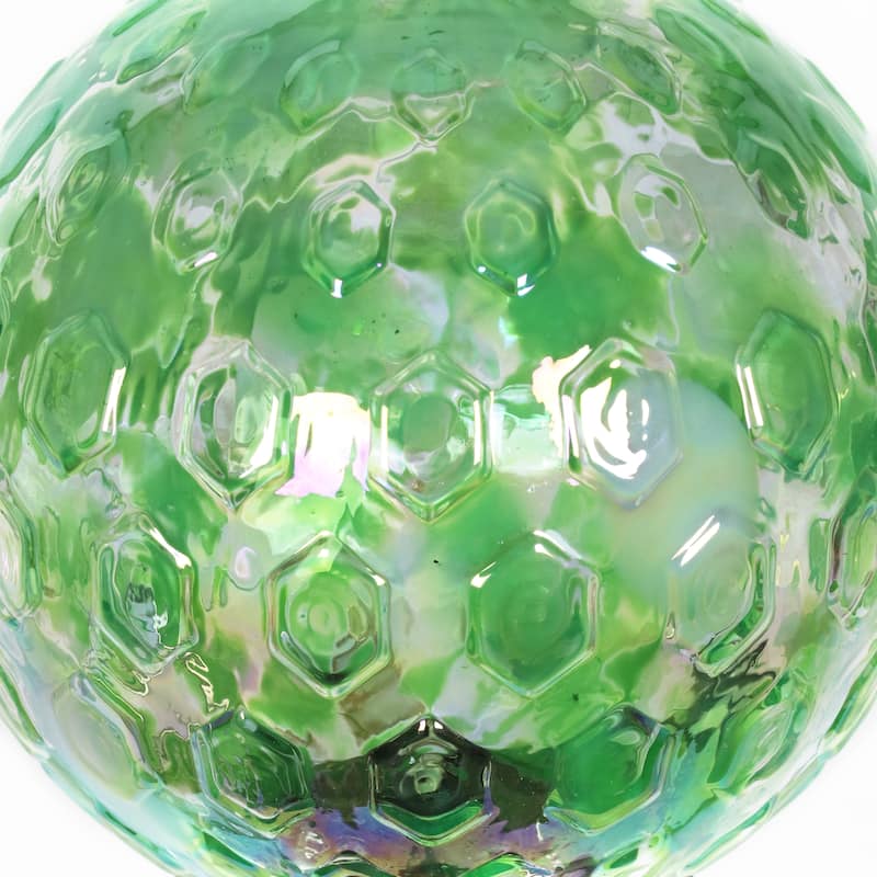 Exhart Solar Pearlized Honeycomb Glass Ball Garden Stake with Metal Finial, 4 by 31 Inches