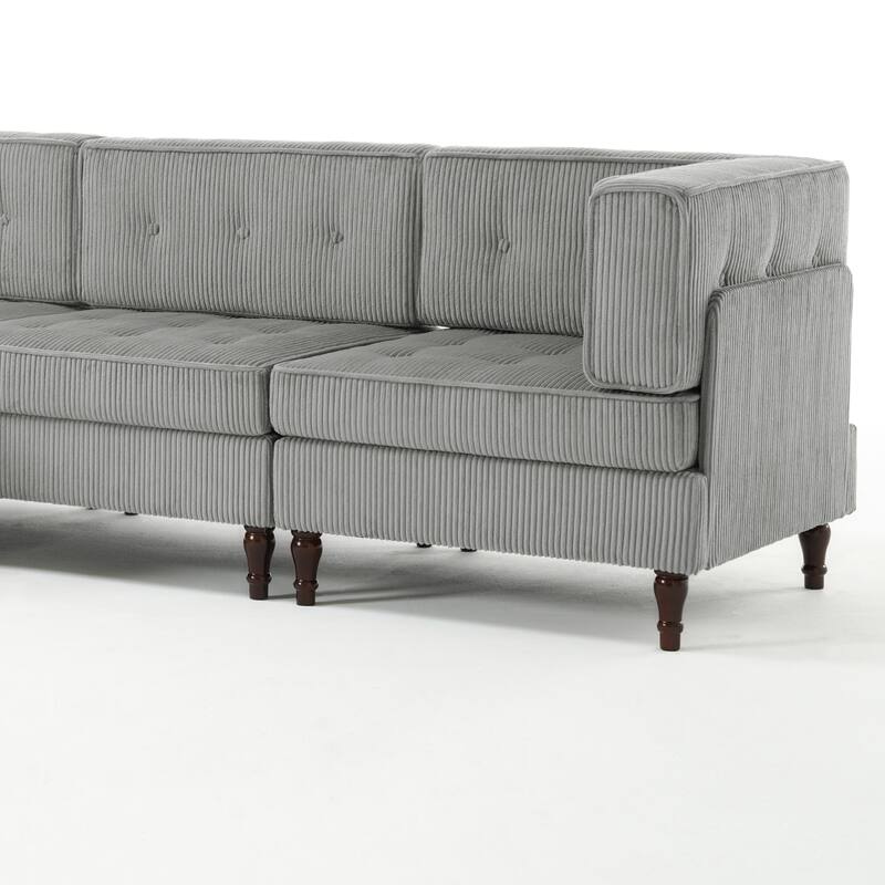 4-Piece 98" W Upholstered Modular Corduroy Sectional Sofa