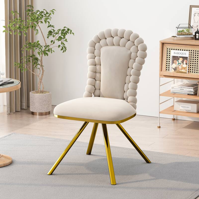 2-Piece Vanity Chair Dining Chairs, Velvet Accent Chairs Swivel Chair with Ball-Shaped Backrest