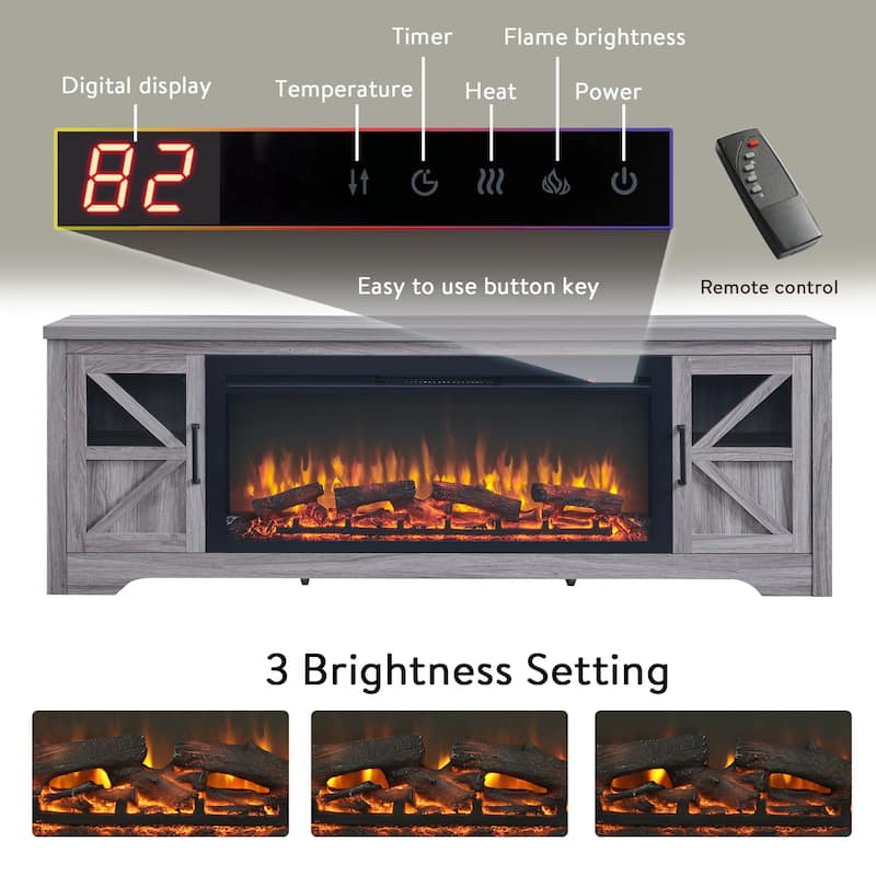 75" Fireplace TV Stand for TVs up to 80"
