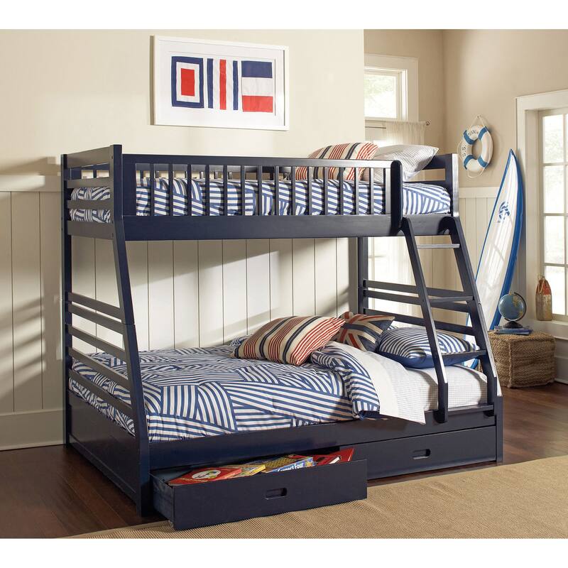 Ashton Wood Frame Twin over Full Bunk Bed with 2-drawer