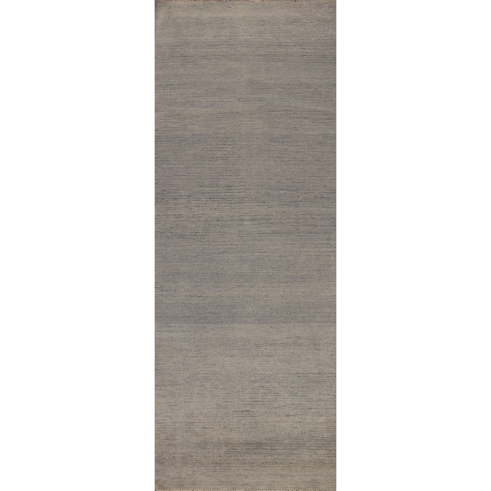 Striped Gabbeh Oriental Runner Rug Handmade Wool Carpet - 2'6"x 9'3"