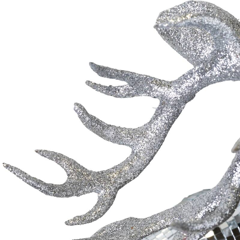 Mirrored and Glittered Standing Deer Christmas Figure - 19" - Silver