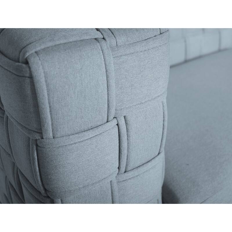 Gray 39" Chenille Weaved Upholstered Accent Chair with Tight Back and Seat Cushion for Living Room