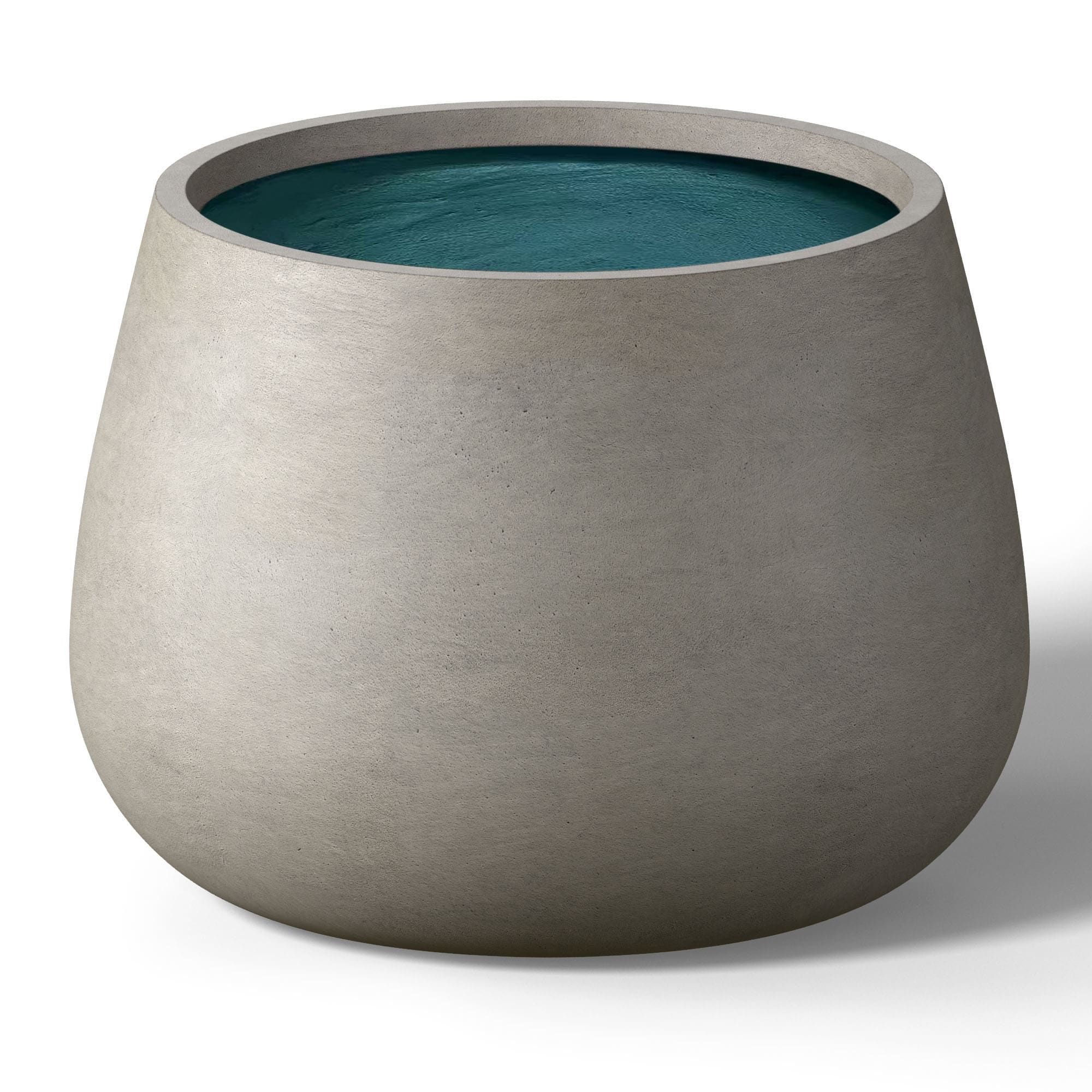 Light Gray Concrete Round Plant Pots / Large Indoor and Outdoor flower Planters (18.5 Inch x 14 Inch) - 14" H x 15" W