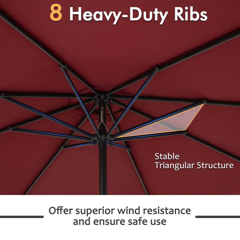 Gymax Outdoor Patio Umbrella Modern Table Umbrella w/8 Heavy Duty Ribs