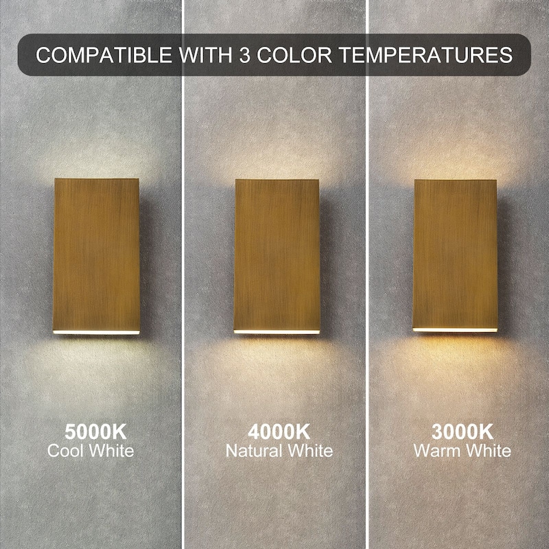 2-Light Matte Black Dimmable Outdoor LED Wall Sconce