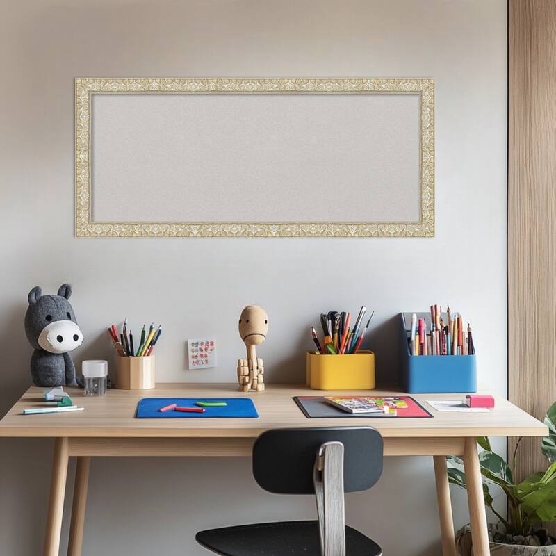 Lila Silver Wood Framed Cork Board - Bulletin Board, Organization Board, Pin Board