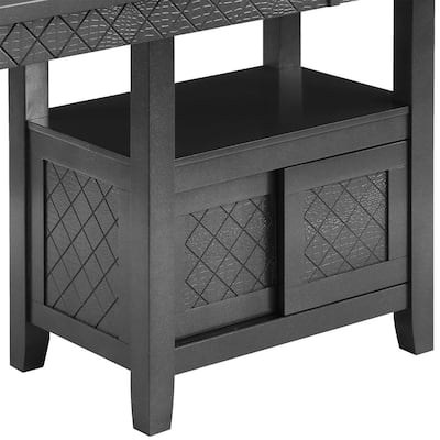 Scarlett 32 Inch Counter Height Dining Table, Glass Top, Charcoal Black