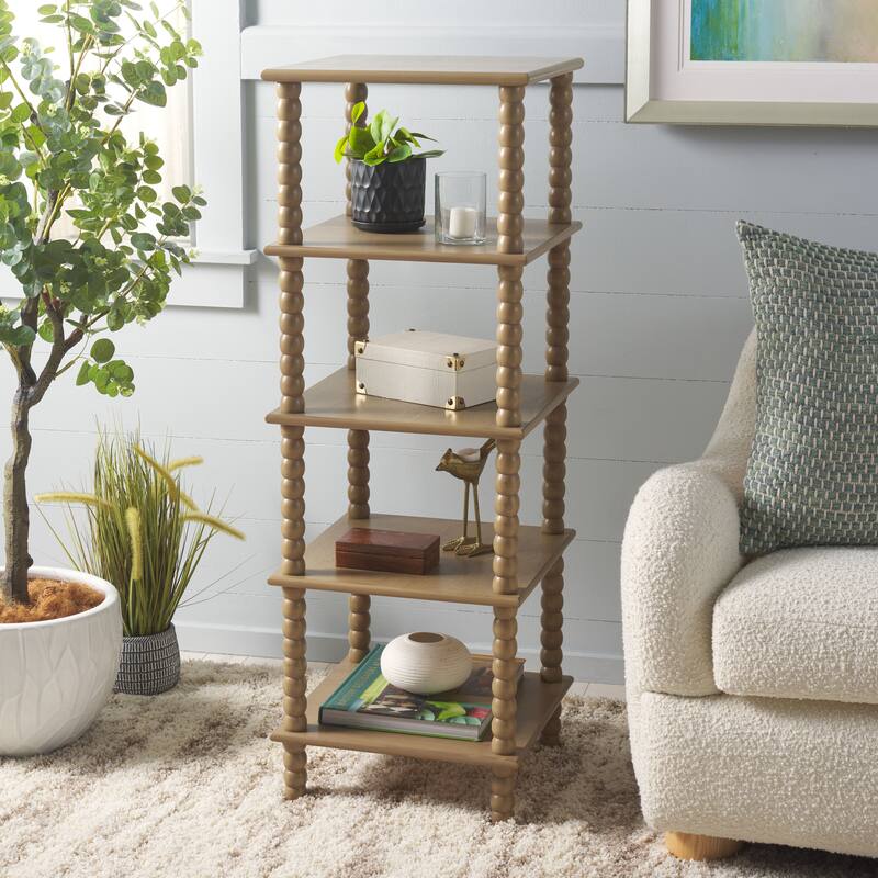 SAFAVIEH Dilyn 5-Tier Shelving Unit - 16"W x 16"D x 46"H - Desert Brown