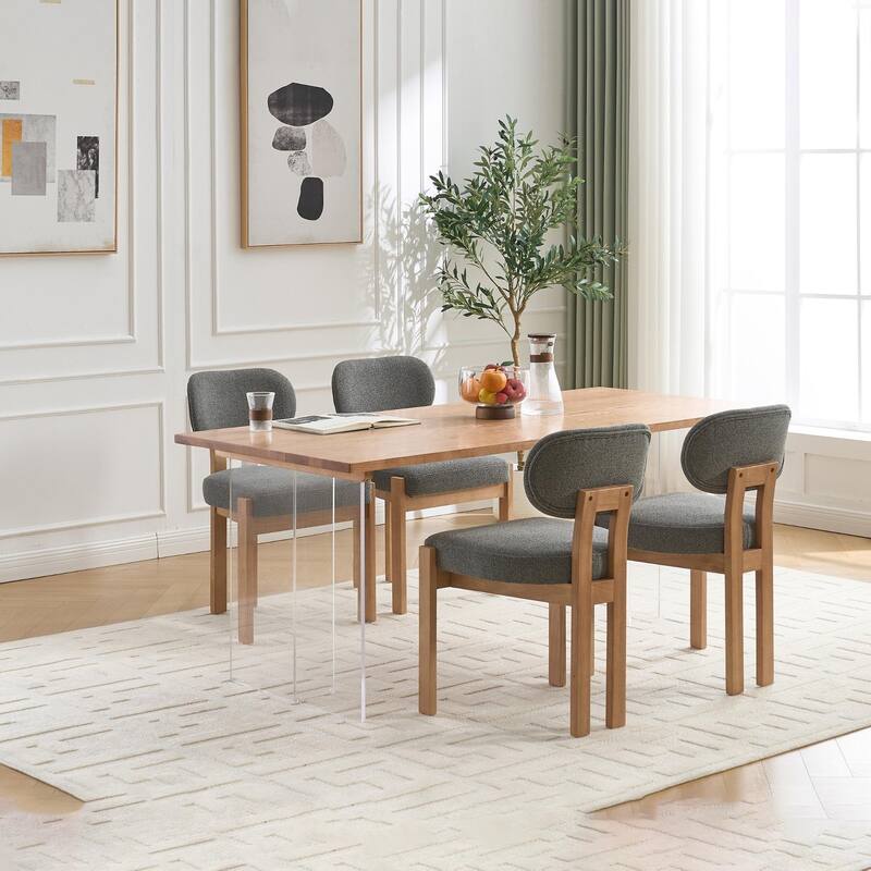 Modern Upholstered Rubberwood Dining Chairs (Set of 2)