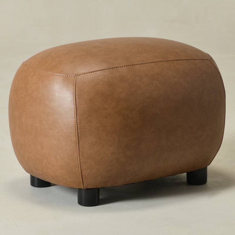 KINWELL 23" Wide Faux Leather Upholstered Ottoman Footrest, PU Entryway Footstool