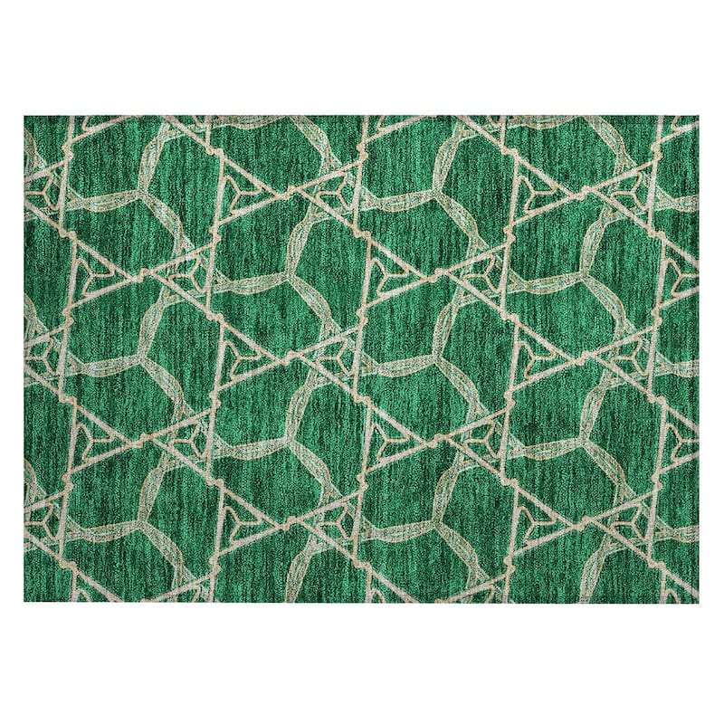 Machine Washable Indoor/ Outdoor Transitional Links Chantille Rug