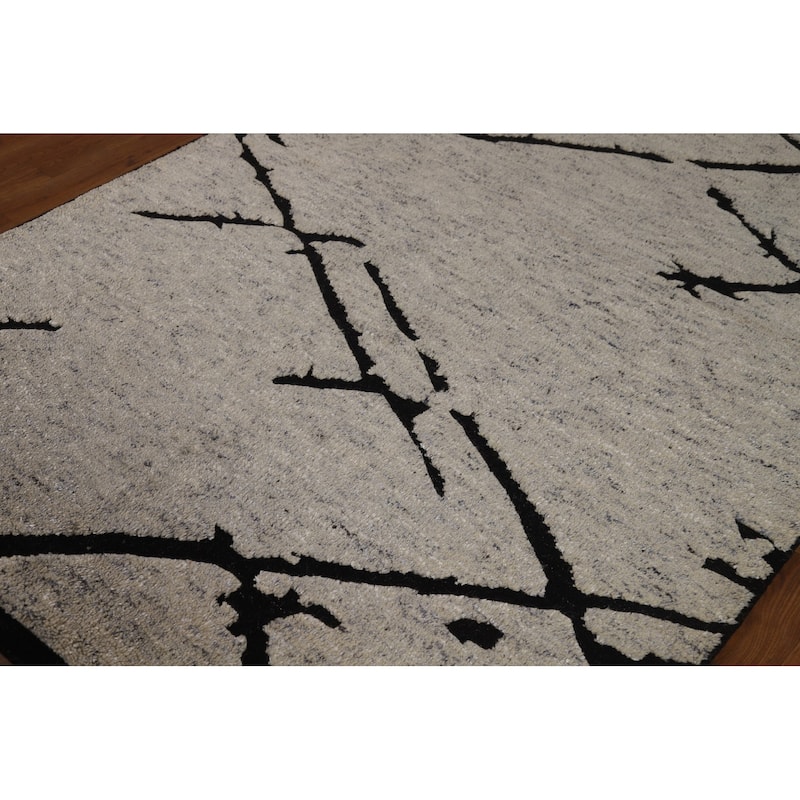 Hand Knotted Oriental 100% Wool Carpet Modern All-Over Beige & Ivories Moroccan Area Rug - 8' 0'' X 5' 2''