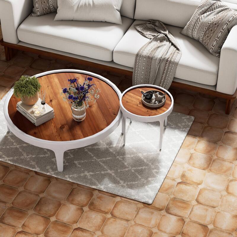 Merola Tile Laverton Octagon Natural with Taco Natural 7-7/8" x 7-7/8" Porcelain Floor and Wall Tile