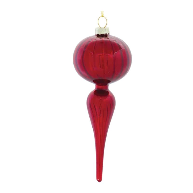 Shiny Finish Glass Christmas Finial Drop Ornaments 6.5" 170mm Red 12Ct