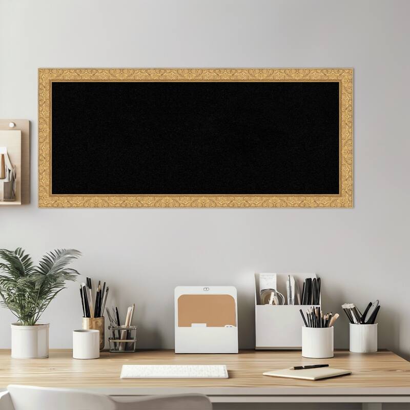 Lila Gold Wood Framed Cork Board - Bulletin Board, Organization Board, Pin Board