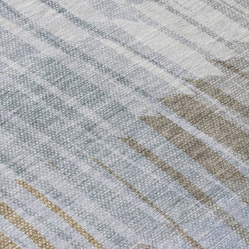 Machine Washable Indoor/ Outdoor Casual Stripe Chantille Rug