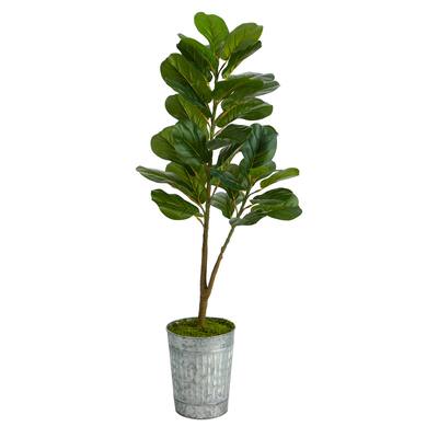 4' Fiddle Leaf Fig Artificial Tree in Metal Planter - 12.5"