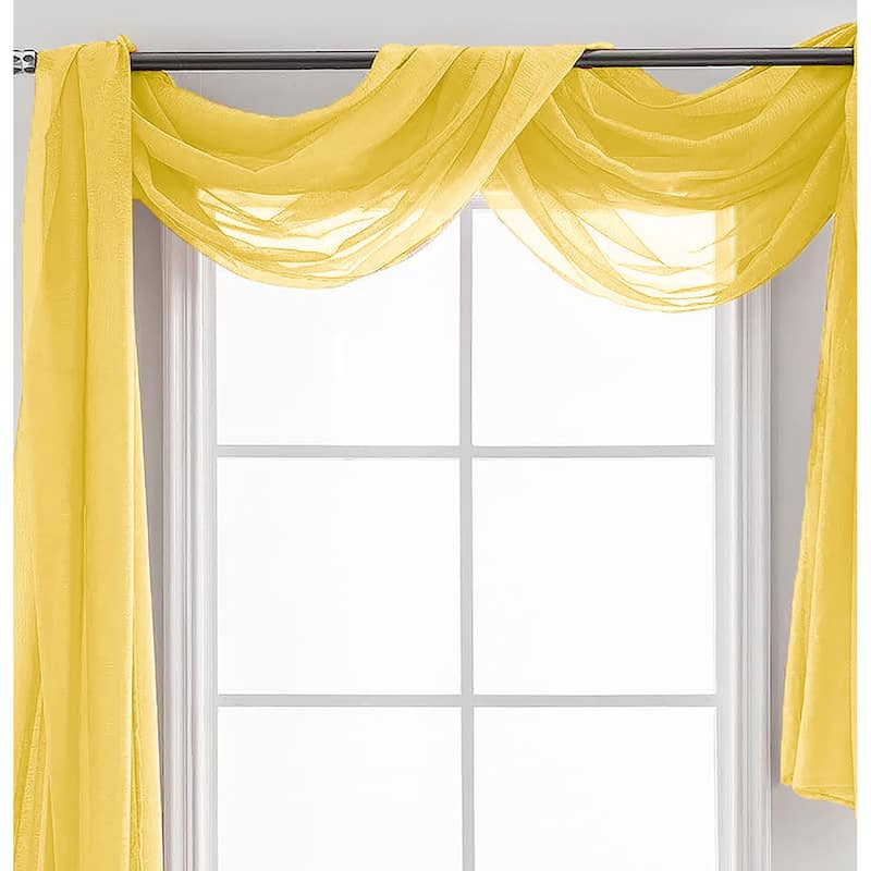 37" x 216" - Yellow Sheer Window Scarf Valance Topper Draping Extra Long - 37" x 216"