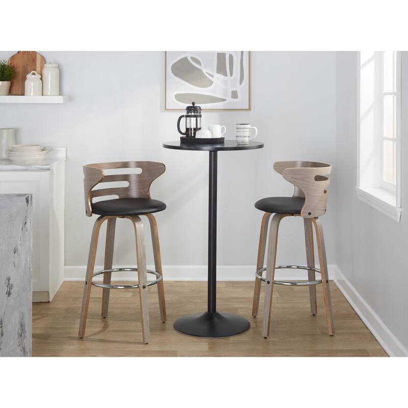 Carson Carrington Cranagh 30" Fixed-Height Bar Stool with Bent Wood Legs & Round Footrest (Set of 2)
