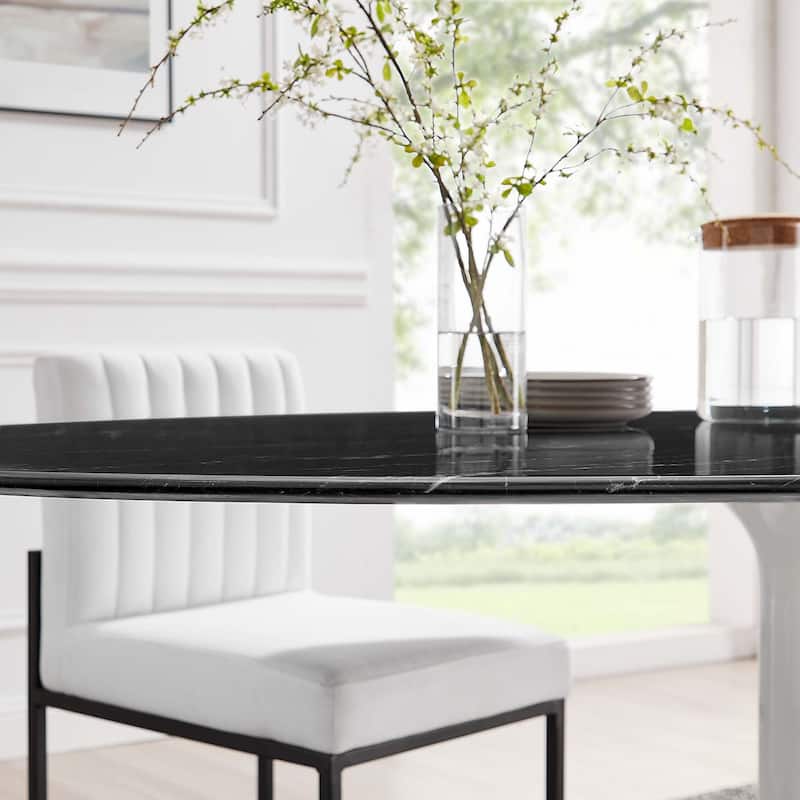 Lippa 78" Oval Artificial Marble Dining Table - N/A