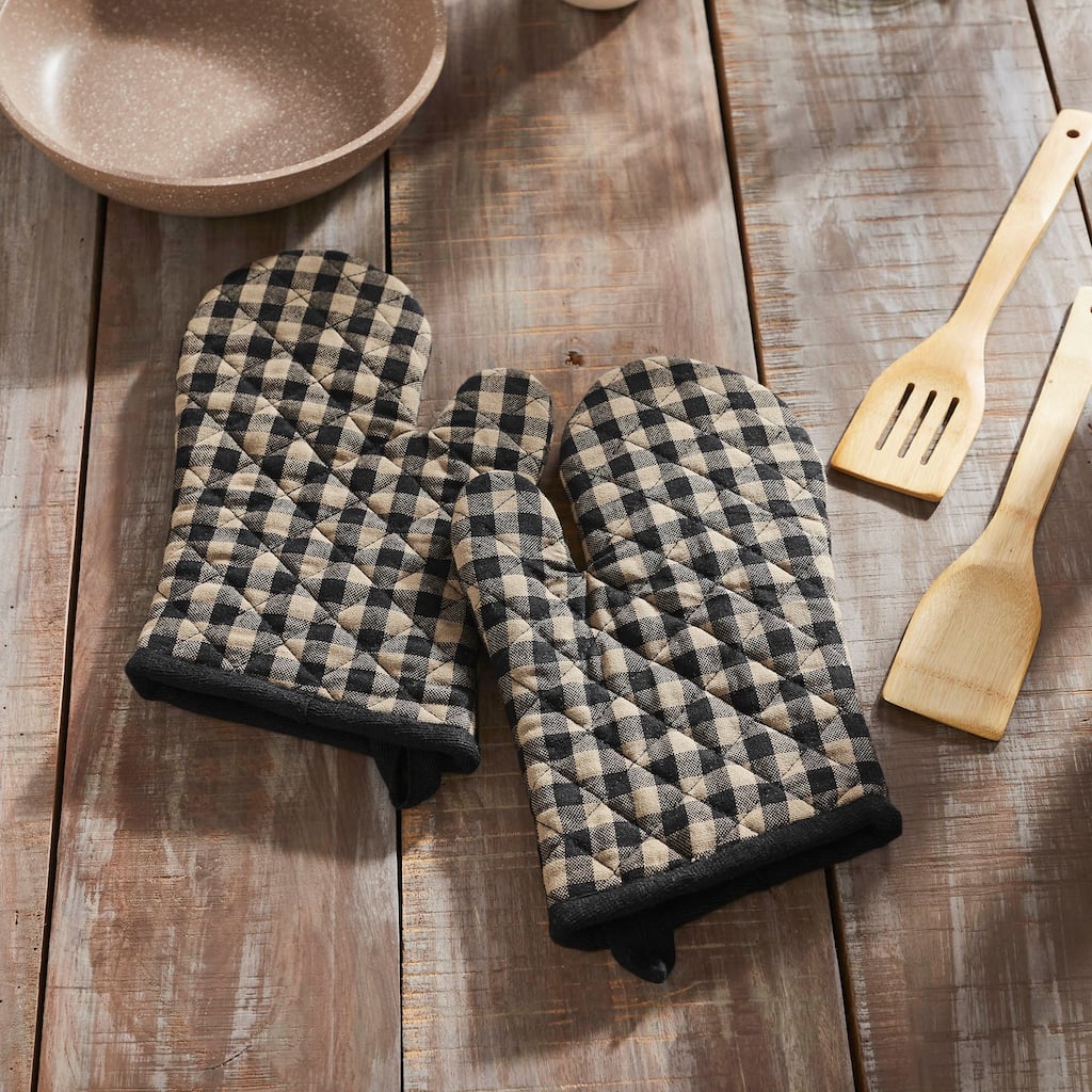 Black Check Oven Mitt Set of 2 - 8x8