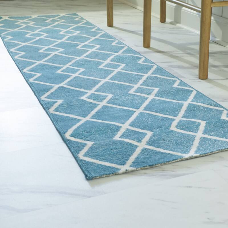 Carson Carrington Salsan Trellis Indoor/Outdoor Area Rug - 2' x 7' Runner - Teal