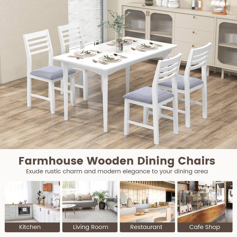 Gymax Wooden Dining Chair Set of 4 Kitchen Side Chairs w/ Rubber Wood