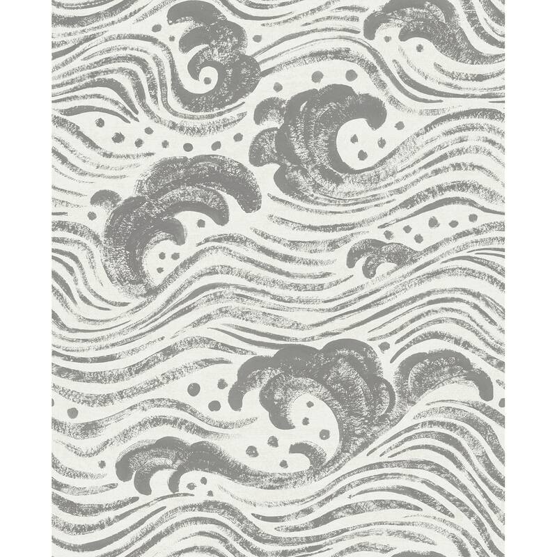 A-Street Prints Swell Charcoal Ocean Wave Wallpaper