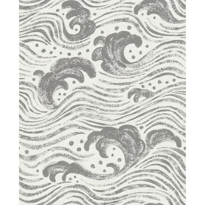 A-Street Prints Swell Charcoal Ocean Wave Wallpaper