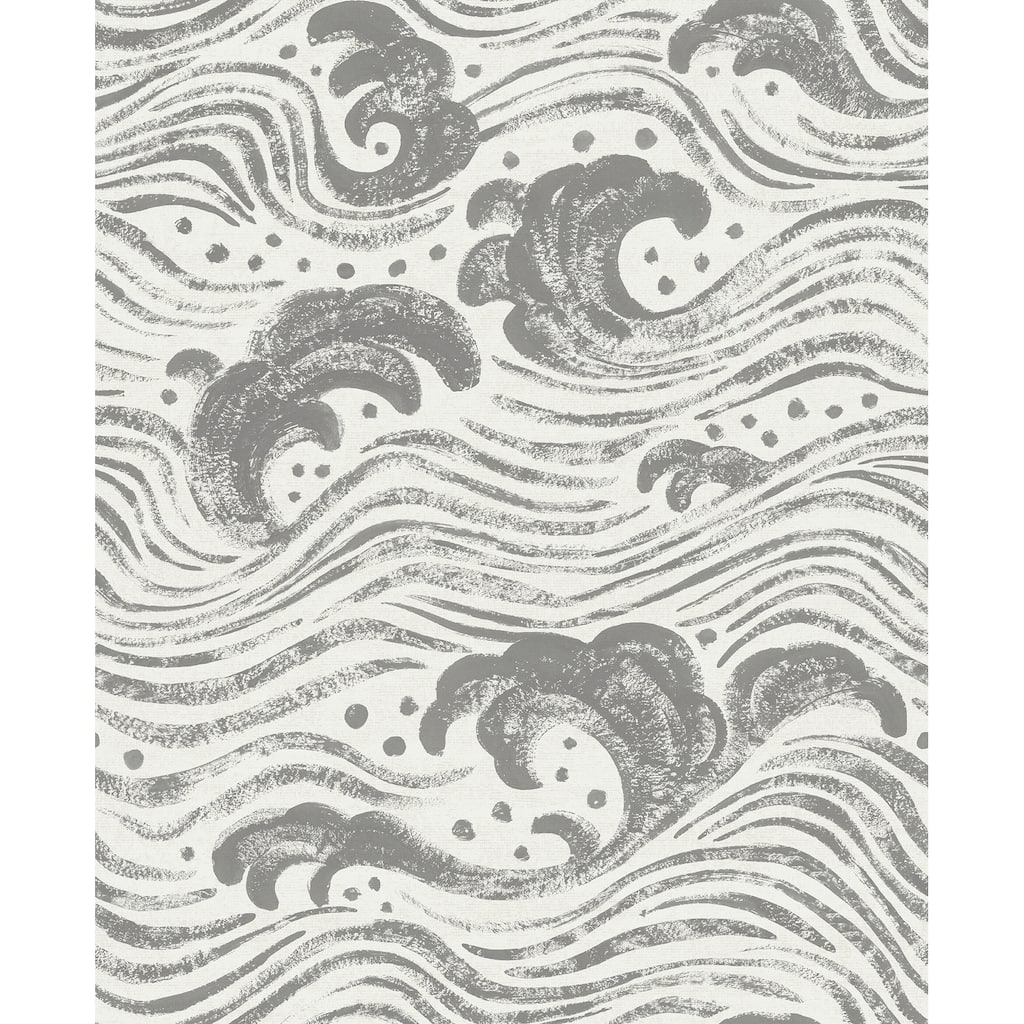 A-Street Prints Swell Charcoal Ocean Wave Wallpaper
