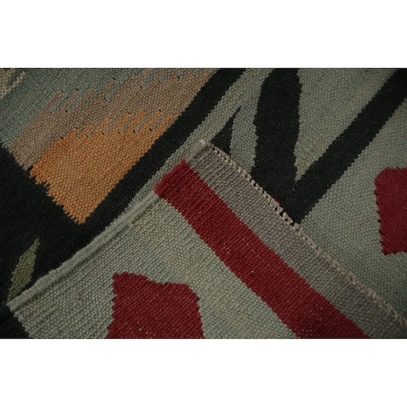 Hand Woven Oriental 100% Wool Carpet Southwestern Tribal Greys & Charcoal Kilim Area Rug - 10' 1'' X 8' 4''