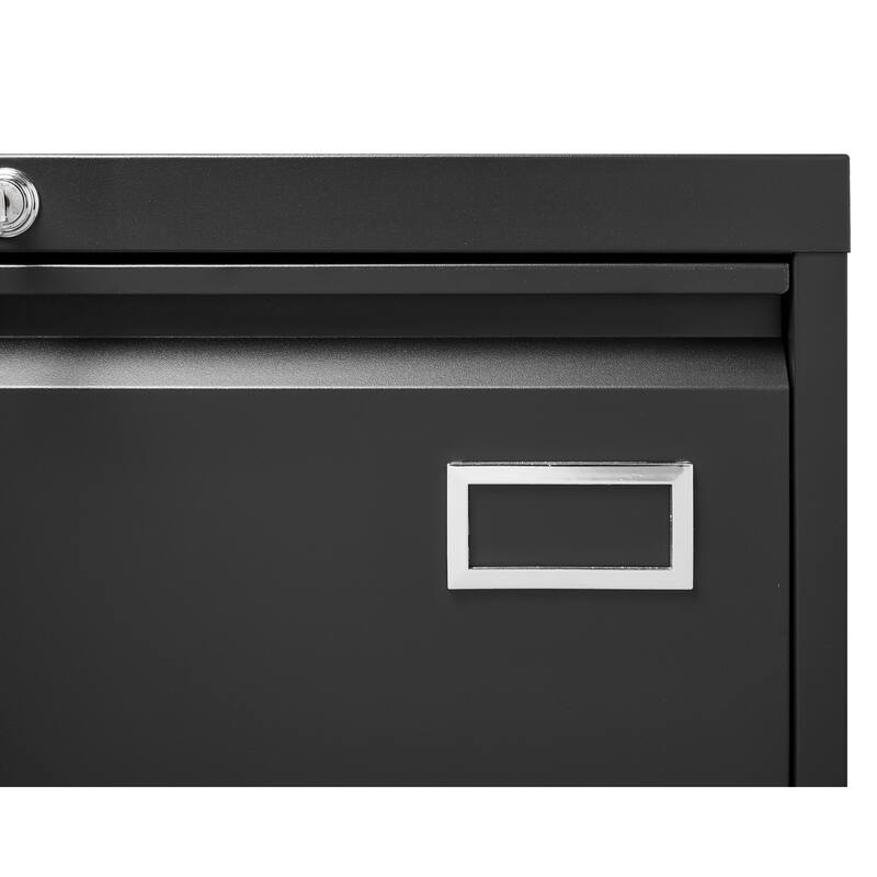 Anmytek Black File Cabinet Double Drawer Locking Office Storage Desk Organizer
