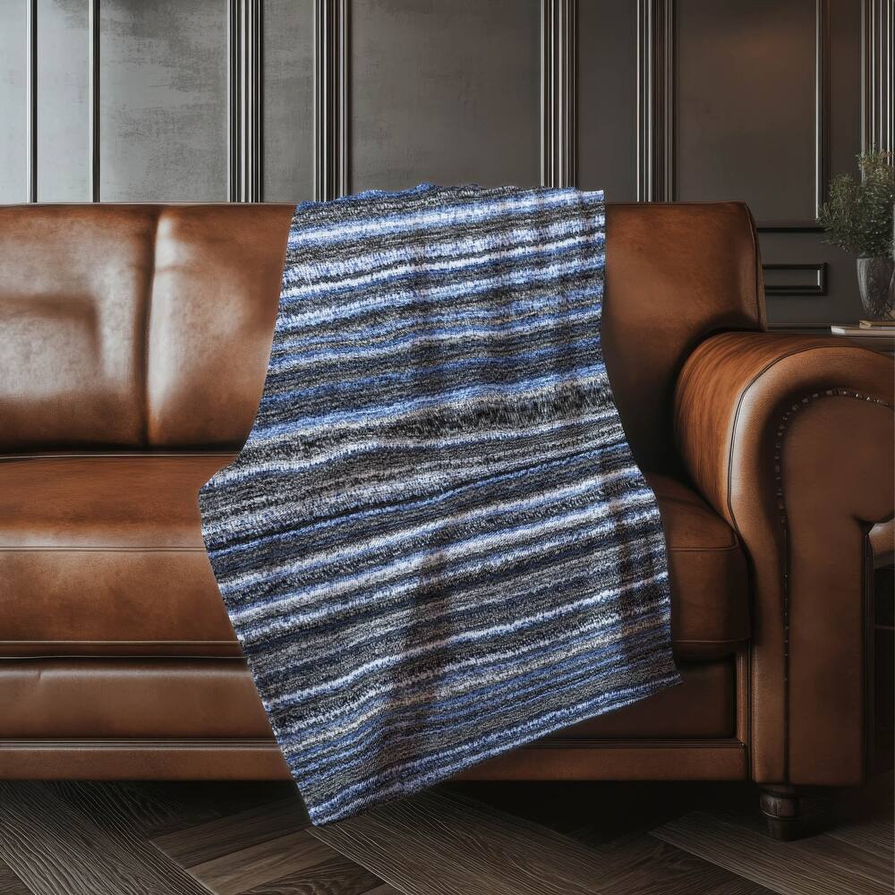 Premium Machine Washable Casual Stripes Sherpa Throw Blanket